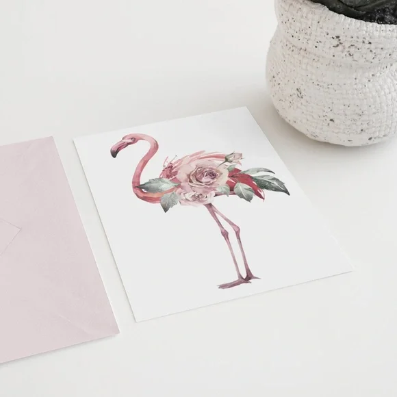 Watercolor Tropical Flamingo Wall Art Poster Print UNFRAMED - Picture 8 of 17